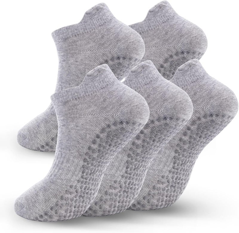 kepiibi 5 Pairs Pilates Socks with Grips for Women Non Slip Grip Yoga Crew Socks for Barre Hospital Barefoot Workout - Image 1